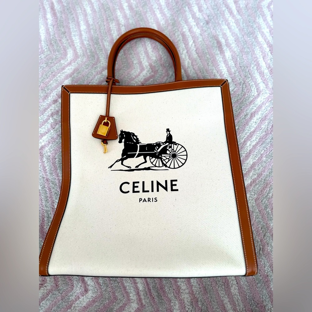 Celine Cabas canvas leather trim tote. New without tag.